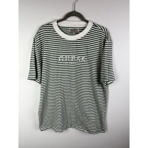 Guess Originals Striped‎ T Shirt Size Large USA Jeans Green White Vintage